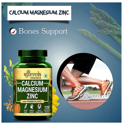 Ayurveda Organics Calcium Magnesium Zinc with Vitamin D3 & B12 Vegetarian Tablet