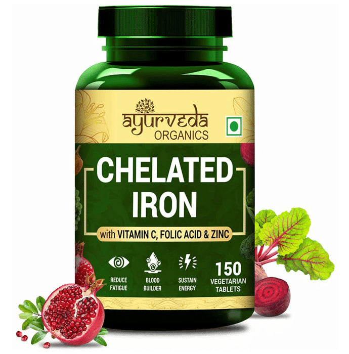 Ayurveda Organics Chelated Iron With Vitamin C, Folic Acid & Zinc Vegetarian Tablet - Classic Derma