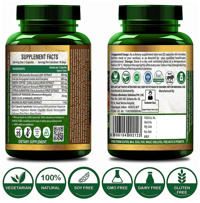 Ayurveda Organics Day Time Thermogenic Fat Burner Vegetarian Capsule