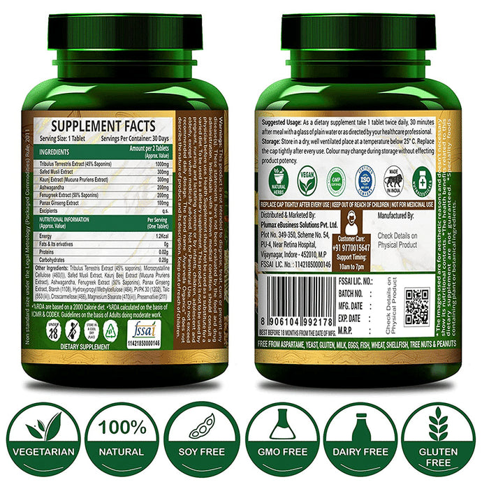 Ayurveda Organics Extreme Stamina Booster With Tribulus Terrestris Vegetarian Tablet