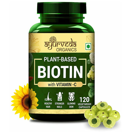 Ayurveda Organics Plant-Based Biotin with Vitamin C Vegetarian Capsule - Classic Derma