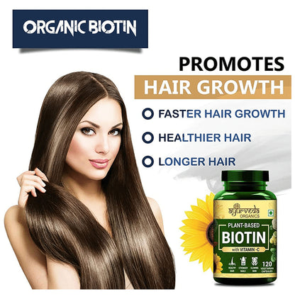 Ayurveda Organics Plant-Based Biotin with Vitamin C Vegetarian Capsule