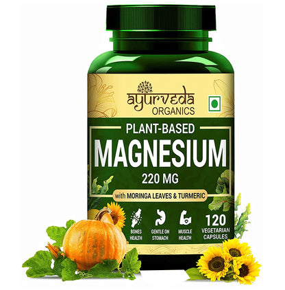 Ayurveda Organics Plant-Based Magnesium 220mg Vegetarian Capsule - Classic Derma