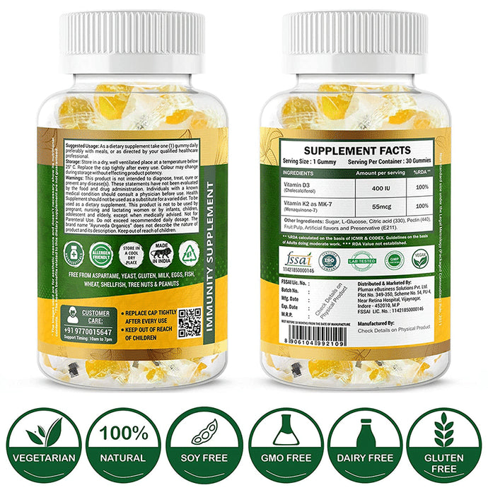 Ayurveda Organics Vitamin D3+K2 Gummies