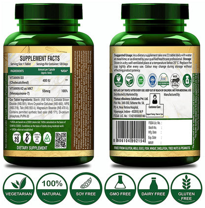 Ayurveda Organics Vitamin D3+K2 Vegetarian Tablet