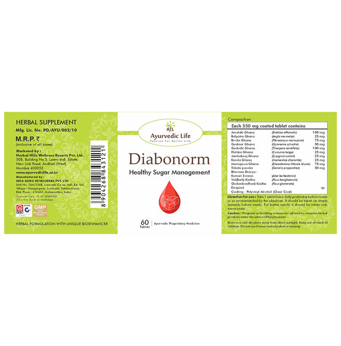 Ayurvedic Life Diabonorm Healthy Sugar Management Tablet