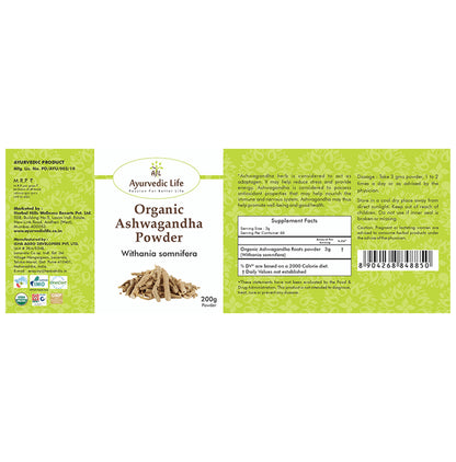 Ayurvedic Life Organic Ashwagandha Withania Somnifera Powder