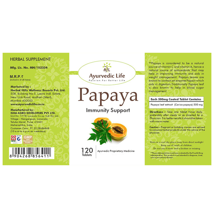 Ayurvedic Life Papaya Immunity Support Tablet