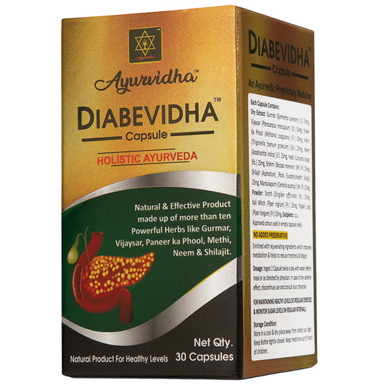 Ayurvidha Diabevidha Capsule (30 Each) Bottle - Classic Derma