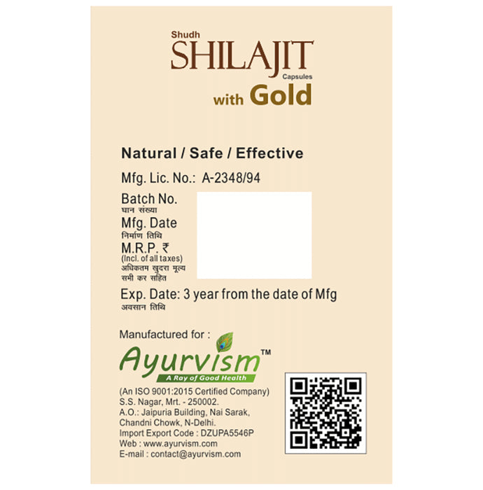 Ayurvism Shudh Shilajit Capsule with Gold