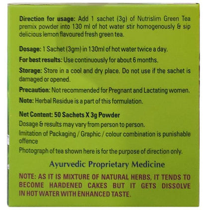 Ayurwin Nutrislim Plus Slimming Green Tea(3gm Each) Lemon