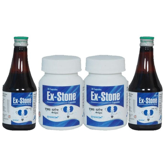 Ayusea Combo Pack of Exstone Syrup (200ml Each) & Capsule (30 Each) - Classic Derma