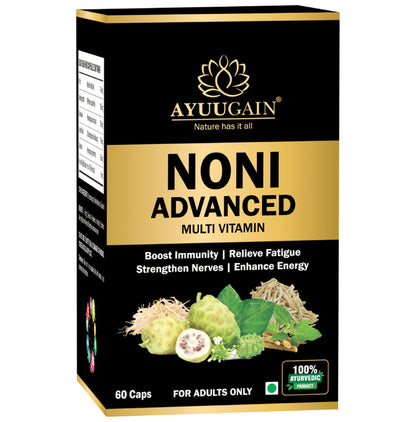 Ayuugain Noni Advanced Multivitamin Capsule With Ashwagandha, Safed Musli to Boost Immunity, Stamina