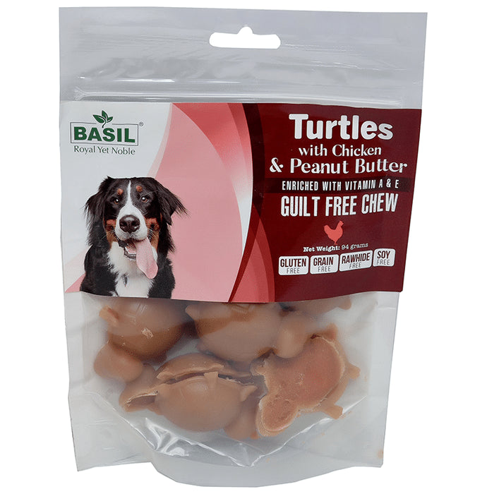 Basil Turtles with Chicken & Peanut Butter (94gm Each) - Classic Derma