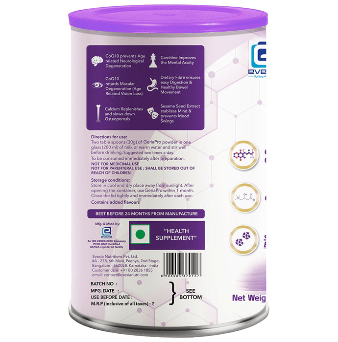 Evexia GeriaPro for Nutrition | No Added Sugar | Flavour Powder Vanilla