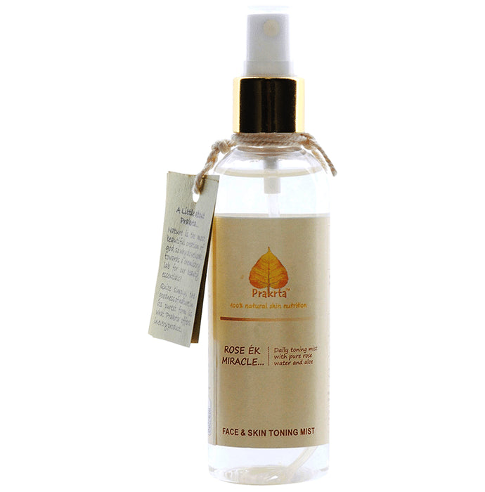 Prakrta Rose Ek Miracle - Daily Toning Mist for Face & Body, Steam Distilled Rose Water with Aloe Vera - Classic Derma