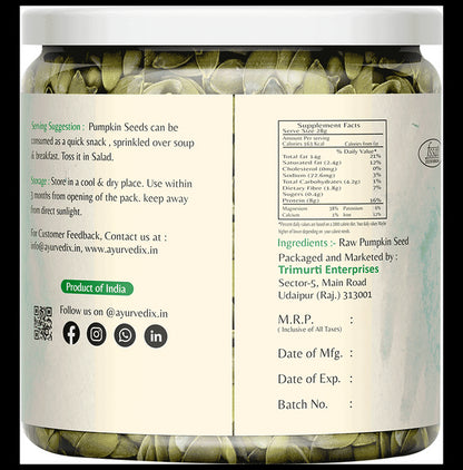 Ayurvedix Pumpkin Raw Seeds