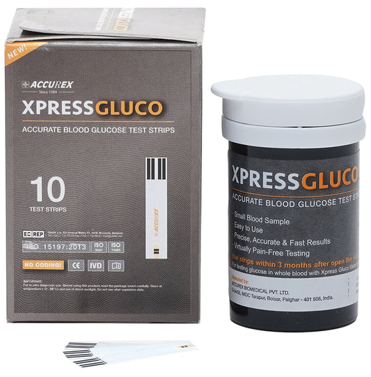 Accurex Xpress Gluco Accurate Blood Glucose Test Strip (Only Strips) - Classic Derma