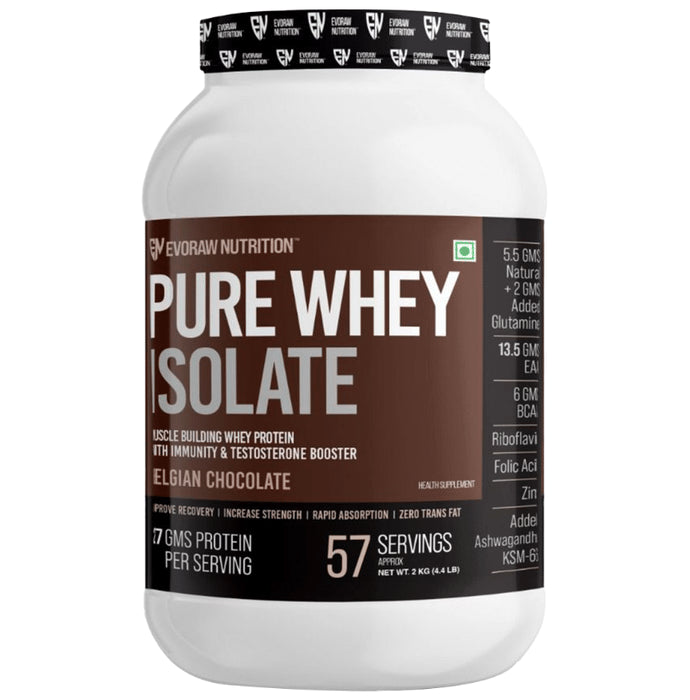 Evoraw Nutrition Pure Whey Isolate Protien Powder Belgian Chocolate - Classic Derma