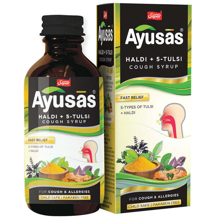 Ayusas Haldi + 5-Tulsi Cough Syrup - Classic Derma