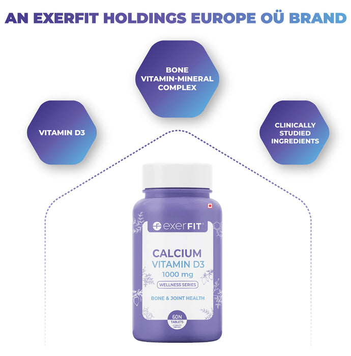 Exerfit Calcium Vitamin D3 1000mg Tablet