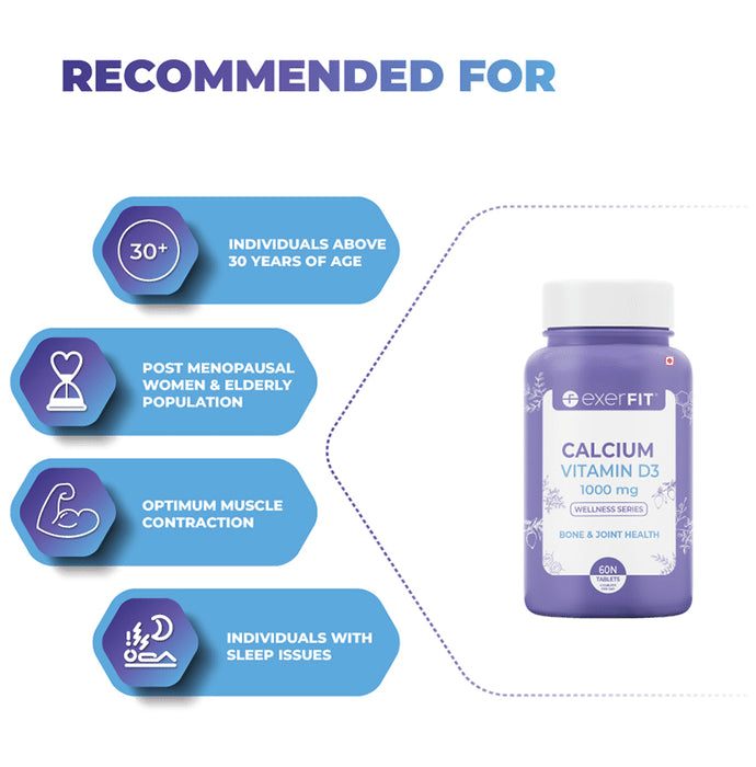 Exerfit Calcium Vitamin D3 1000mg Tablet