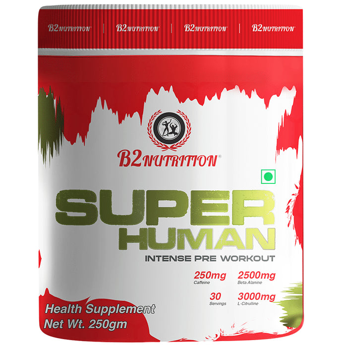 B2 Nutrition Super Human Intense Pre-Workout Powder (250gm Each) Fruit Punch - Classic Derma