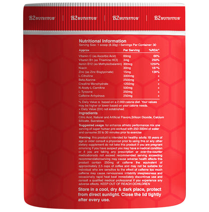 B2 Nutrition Super Human Intense Pre-Workout Powder (250gm Each) Fruit Punch