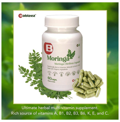 Bableez Moringa Extract Supplement Capsule 900mg | Organic Superfood | Immunity Booster | Antioxidant | (60 Each)