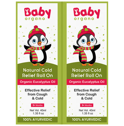 Baby Organo Natural Cold Relief Roll On with Organic Eucalyptus Oil (40ml Each) - Classic Derma