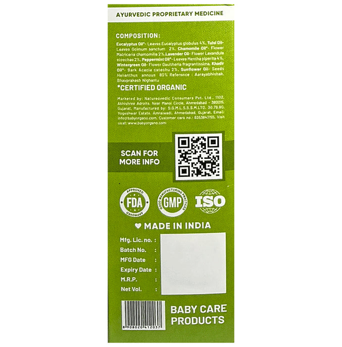 Baby Organo Natural Cold Relief Roll On with Organic Eucalyptus Oil (40ml Each)