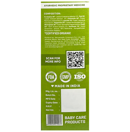 Baby Organo Natural Cold Relief Roll On with Organic Eucalyptus Oil (40ml Each)