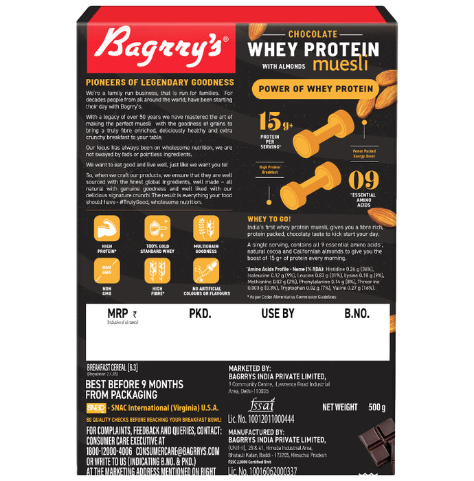 Bagrry's Protein Muesli with Whey Protein, Almonds & Oats Chocolate