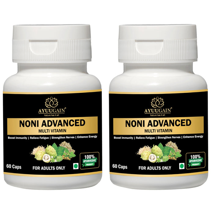 Ayuugain Noni Advanced Multivitamin Capsule for Men & Women, Boost Immunity, Energy, Stamina & Strength (60 Each) - Classic Derma