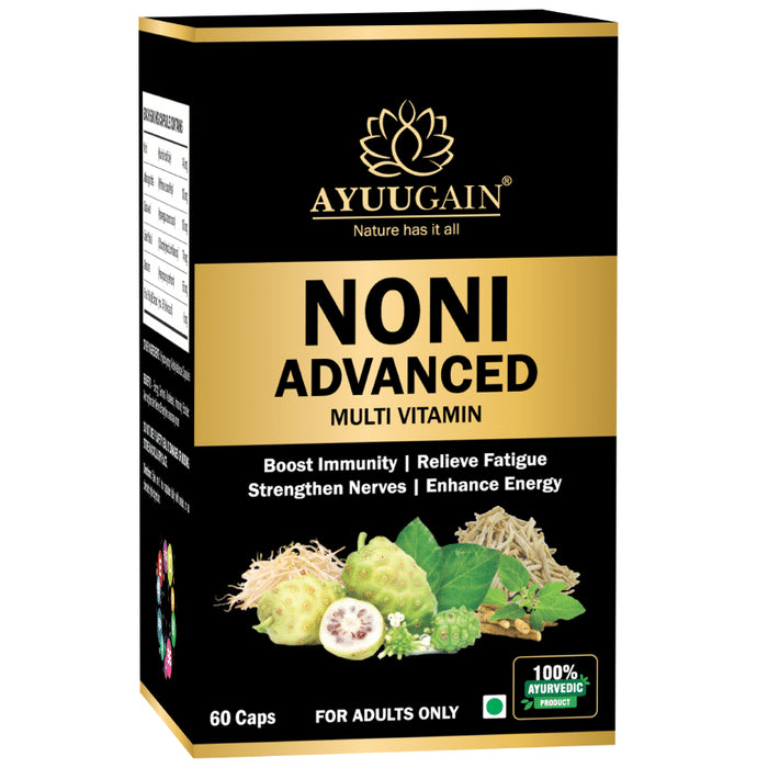 Ayuugain Noni Advanced Multivitamin Capsule for Men & Women, Boost Immunity, Energy, Stamina & Strength (60 Each)