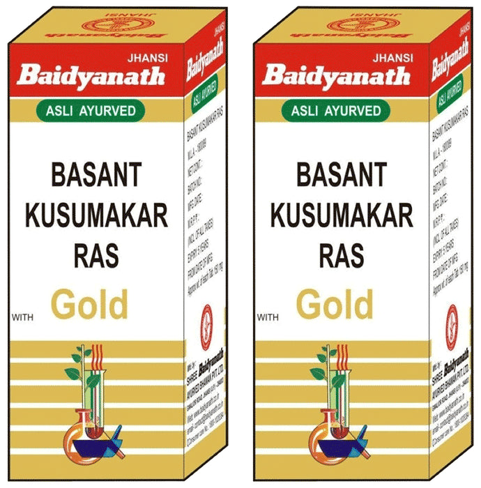 Baidyanath (Jhansi) Basant Kusumakar Ras with Gold Tablets (10 Each) - Classic Derma