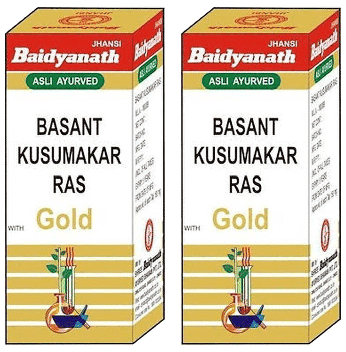 Baidyanath (Jhansi) Basant Kusumakar Ras with Gold Tablets (25 Each) - Classic Derma