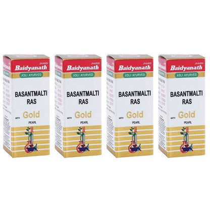 Baidyanath (Jhansi) Basant Malti Ras with Gold Pearl Tablets (25 Each) - Classic Derma