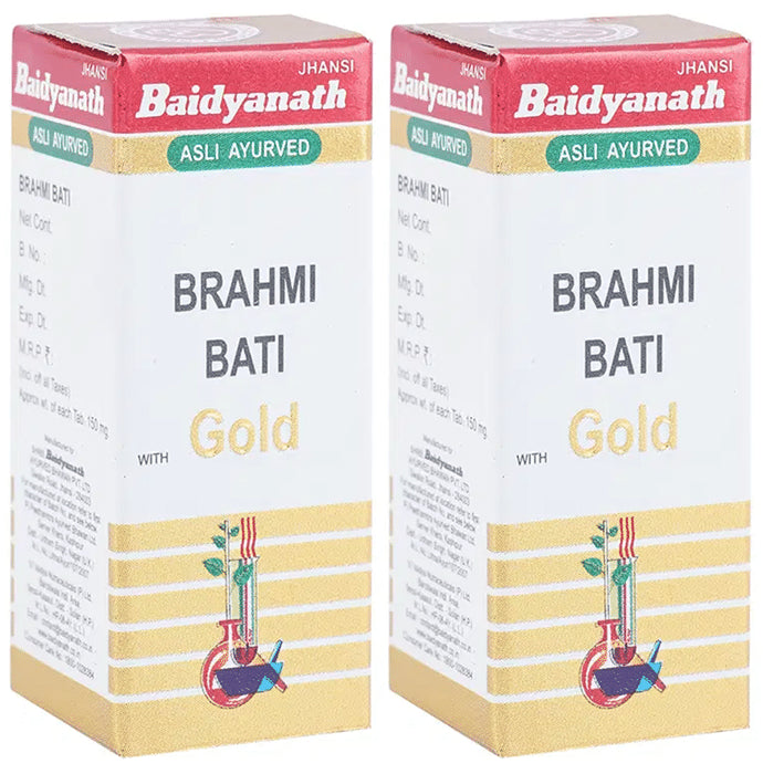 Baidyanath (Jhansi) Brahmi Bati with Gold Tablets (10 Each) - Classic Derma