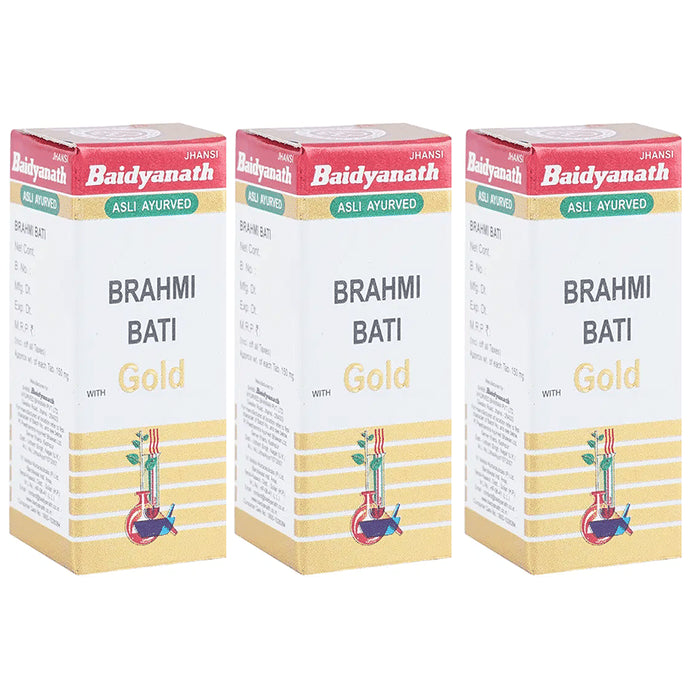 Baidyanath (Jhansi) Brahmi Bati with Gold Tablets (10 Each) - Classic Derma