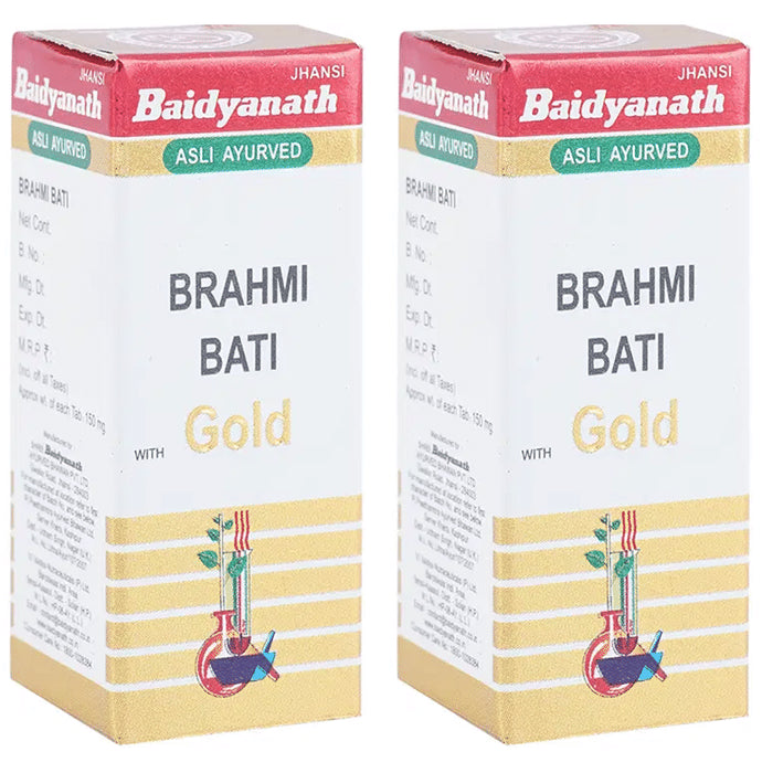 Baidyanath (Jhansi) Brahmi Bati with Gold Tablets (25 Each) - Classic Derma