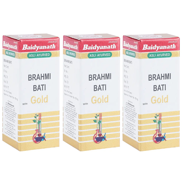 Baidyanath (Jhansi) Brahmi Bati with Gold Tablets (25 Each) - Classic Derma