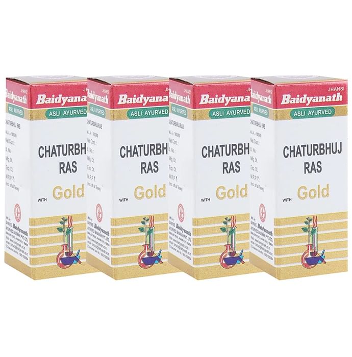 Baidyanath (Jhansi) Chaturbhuj Ras with Gold Powder (1gm Each) - Classic Derma