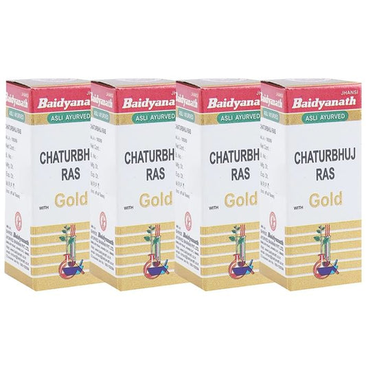 Baidyanath (Jhansi) Chaturbhuj Ras with Gold Powder (1gm Each) - Classic Derma