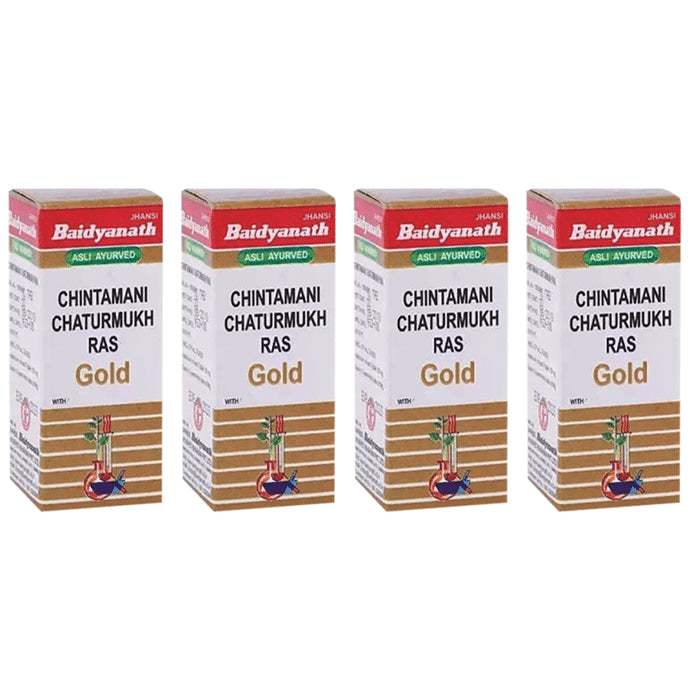Baidyanath (Jhansi) Chintamani Chaturmukh Ras with Gold Tablet - Classic Derma
