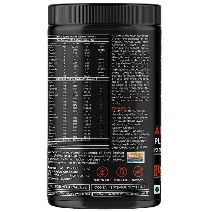Ayuvya Super Maxx Advanced Plant Protein Powder Chocolate Caramel