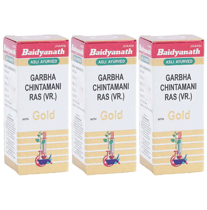 Baidyanath (Jhansi) Garbha Chintamani Ras (Vr.) with Gold Tablet (25 Each) - Classic Derma
