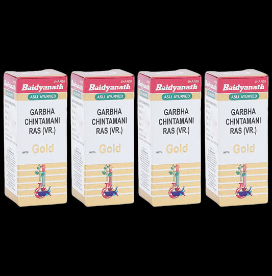 Baidyanath (Jhansi) Garbha Chintamani Ras (Vr.) with Gold Tablets (10 Each) - Classic Derma