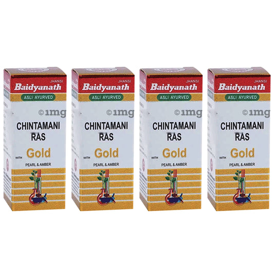 Baidyanath (Jhansi) hintamani Ras with Gold Pearl & Amber (10 Each) - Classic Derma