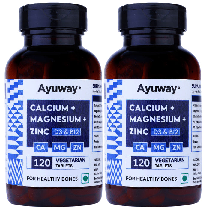 Ayuway Calcium + Magnesium + Zinc Tablet (120 Each) - Classic Derma